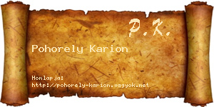 Pohorely Karion névjegykártya